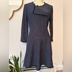 BCBG Maxazria Linza Fringe Trim Knit Fit and Flare Dress